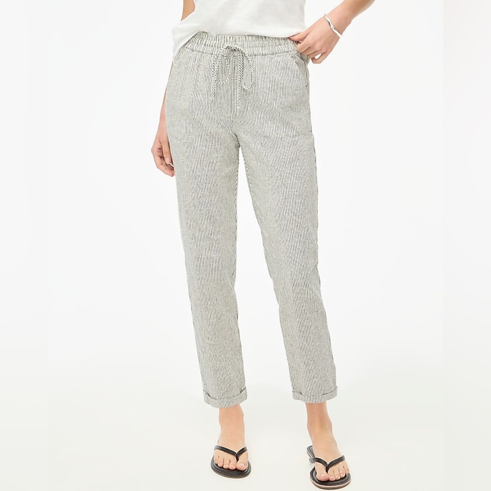J. Crew Cotton Linen Striped Drawstring Pant Women’s Size 8